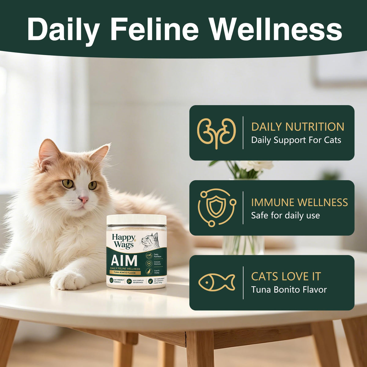 Happy Wags Aim Powder for Cats - 50 Servings