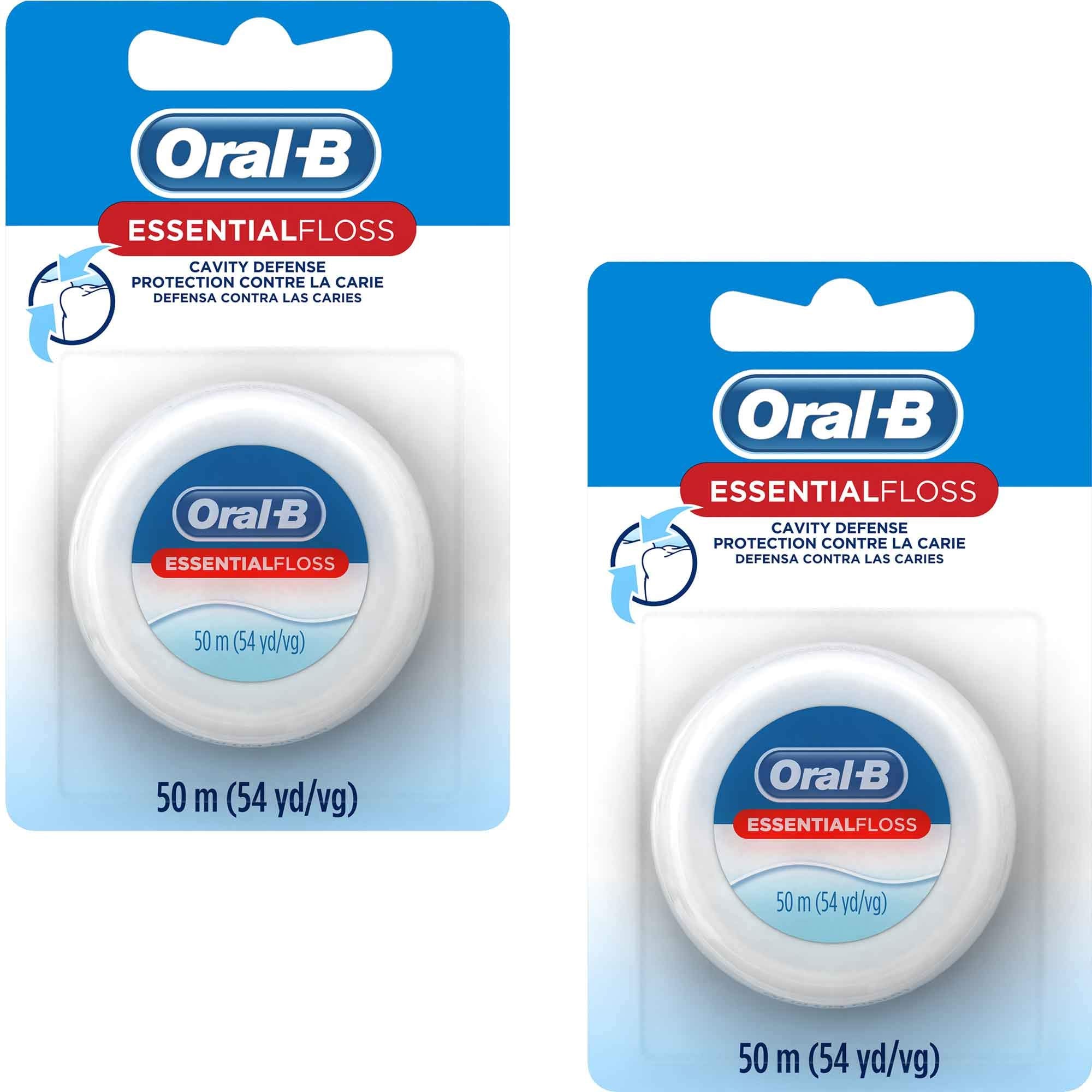 Buy now Oral-B Essential Floss, Waxed, Unflavored, 54 Yards (50 meters) - Pack of 2 at indiglob india