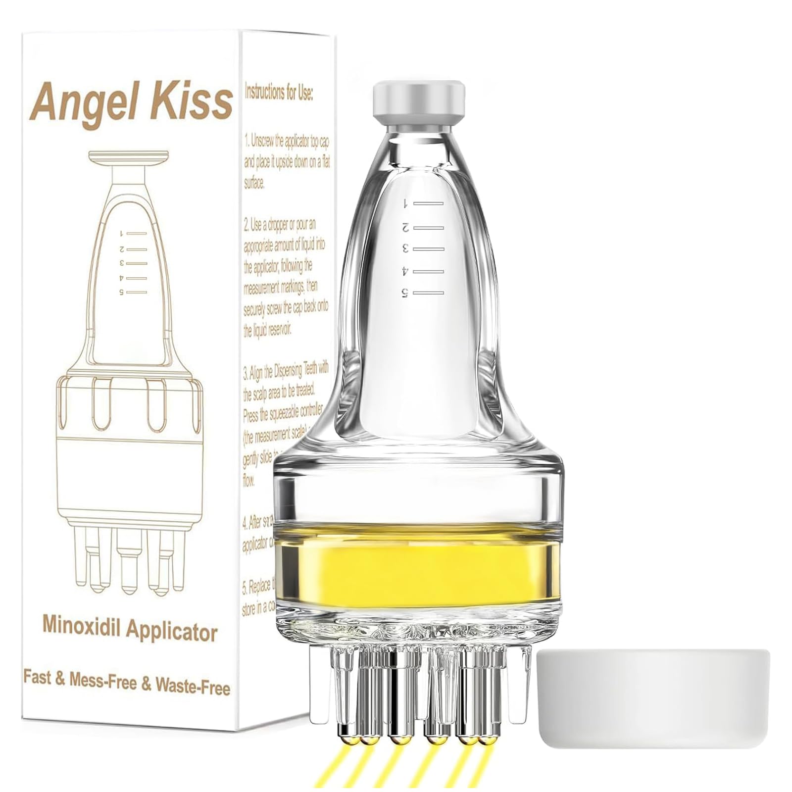 Angel Kiss Minoxidil Applicator, Hair Oil Applicator, Scalp Applicator Tool | Oil Dispenser for Hair: Fast Efficient Delivery to Hair Roots, Messy-Free, Waste-Free, Scalp Massage Compact Minoxidil Bottle
