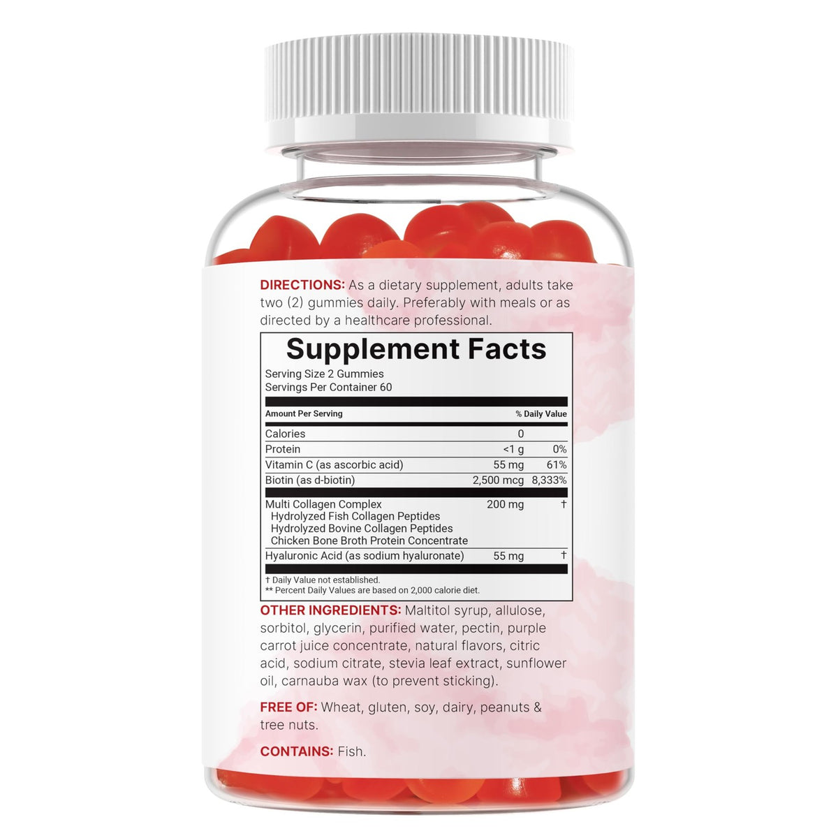 Micro Ingredients Multi Collagen Peptides, 120 Collagen Gummies | Type I,II,III,V,X Protein with Biotin, Hyaluronic Acid, & Vitamin C Complex | Pomegranate & Berry Flavored | Sugar Free, Non-GMO