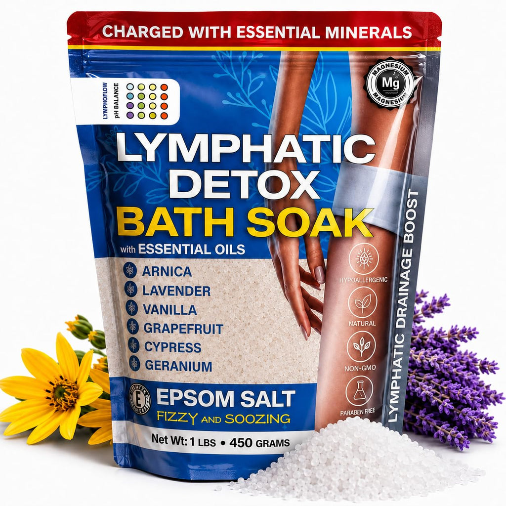 Bruizex Arnica Montana Bath Salts, Epsom Salt Bath Soak with Magnesium, 1lb | Infused with six essential oils; for lymphatic drainage, body detox, foot soaks and post-surgery swelling