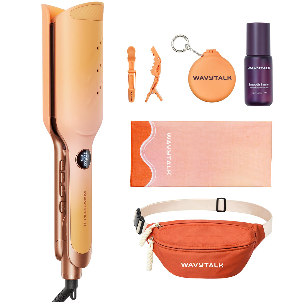 Wavytalk Power Wave Hair Crimper, Ionic Hair Waver for Less Heat Damage | Beach Waves Curling Wand, Crimping Iron, Ventilation Design for Less Damage, Ionic Reduces Frizz, Dual Voltage Curling Iron