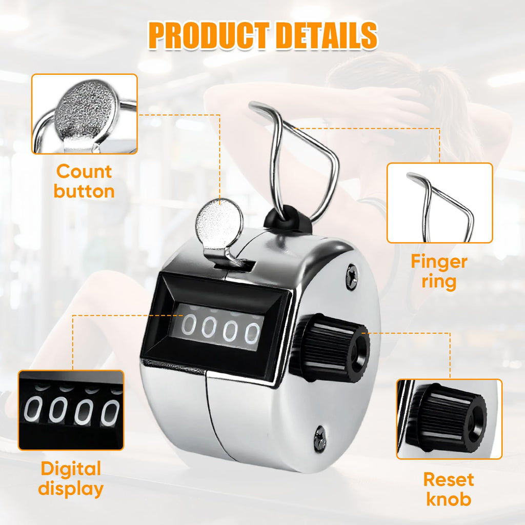 Metal Handheld Tally Counter, Clicker Counter with 4 Digit Display