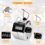 Metal Handheld Tally Counter, Clicker Counter with 4 Digit Display
