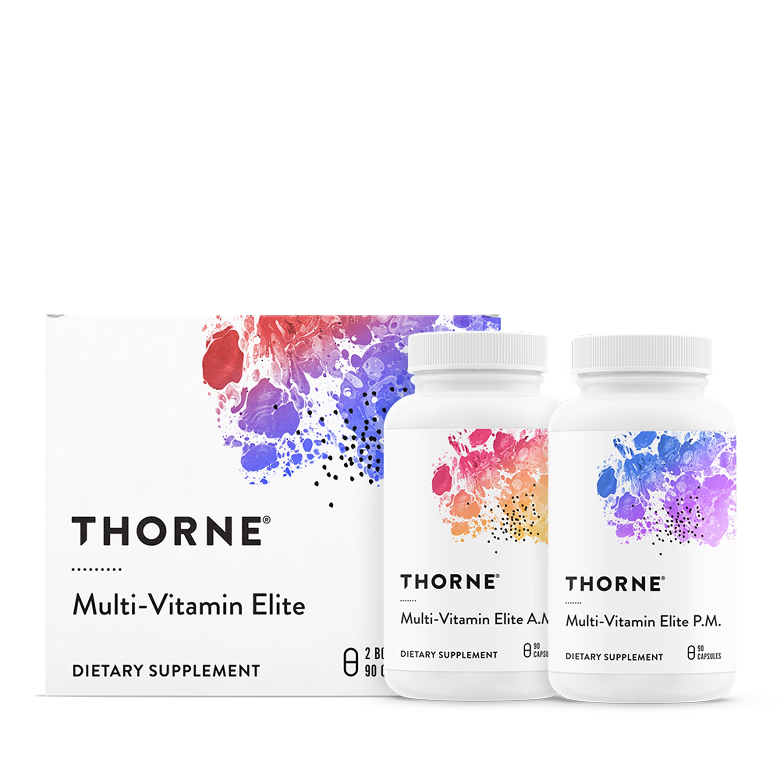 THORNE Multi-Vitamin Elite, Daily Nutritional Supplement, 180 Capsules | Two Formulas Support Cellular Energy Production, Sleep Quality, Athletic Output & Recovery*, NSF Contents Certified