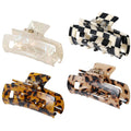 4Pcs Hair Claw Clips, Acetate Hair Banana Barrettes, French Butterfly Jaw | Hair Clips, Mermaid Color Crab Hairpin, Leopard Print Stylish Hair Accessories for Women Girls