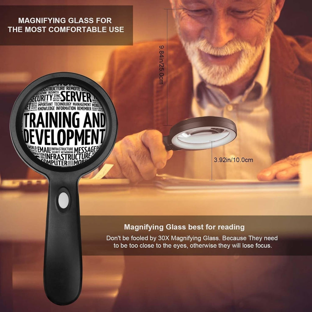 Buy now Magnifying Glass with Light, 10X Handheld Large Magnifying Glass 12 LED Illuminated Lighted Magnifier for Macular Degeneration, Seniors Reading, Soldering, Inspection, Coins, Jewelry, Exploring at indiglob india