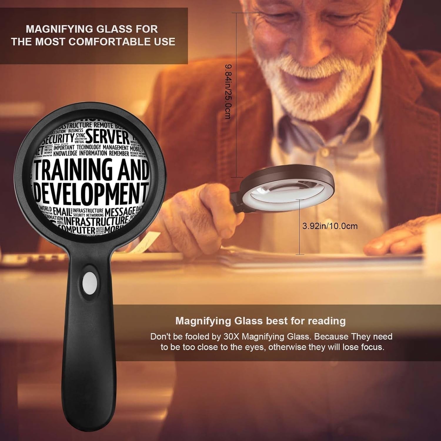 Buy now Magnifying Glass with Light, 10X Handheld Large Magnifying Glass 12 LED Illuminated Lighted Magnifier for Macular Degeneration, Seniors Reading, Soldering, Inspection, Coins, Jewelry, Exploring at indiglob india