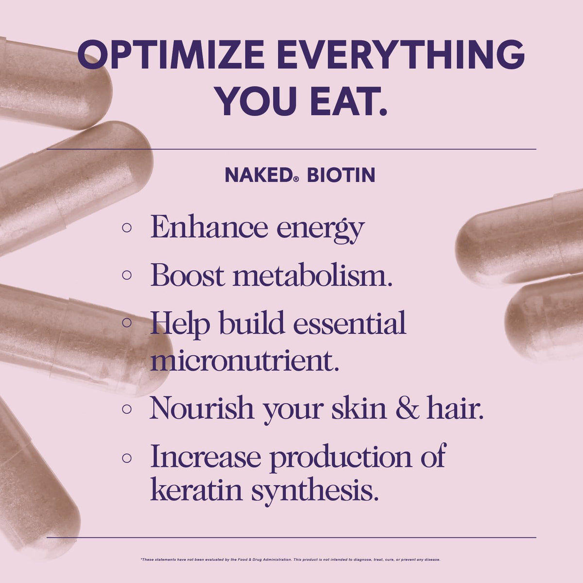 NAKED Biotin 10,000mcg - Max Strength Vitamin B7 Supplement for Healthy Hair, Skin & Nails Support - Non-GMO, Gluten-Free, Vegan - Supports Keratin Production - 120 Capsules