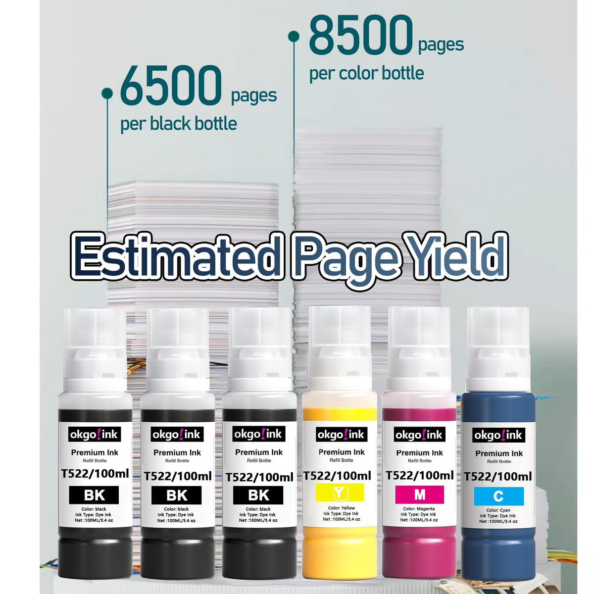 522 Ink Refill Bottles Compatible Replacement for epson 522 Ink ET-2800 Ink
