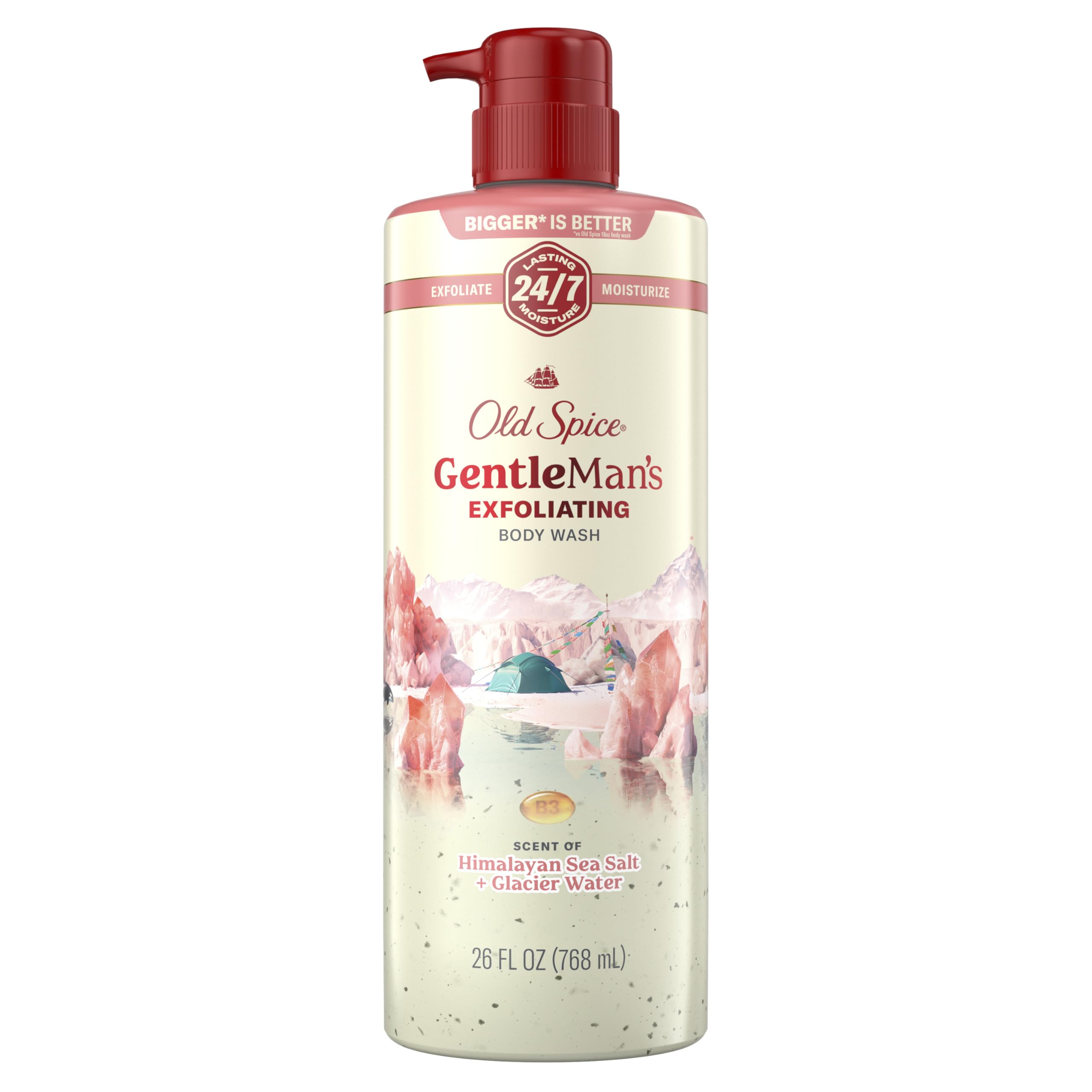 Old Spice GentleMan's Exfoliating & Moisturizing Body Wash for Men, 24/7 Shower Fresh with Long Lasting Scent, Renewing Vitamin B3 Blend, Sandalwood + Aloe Vera Scent, 26 oz