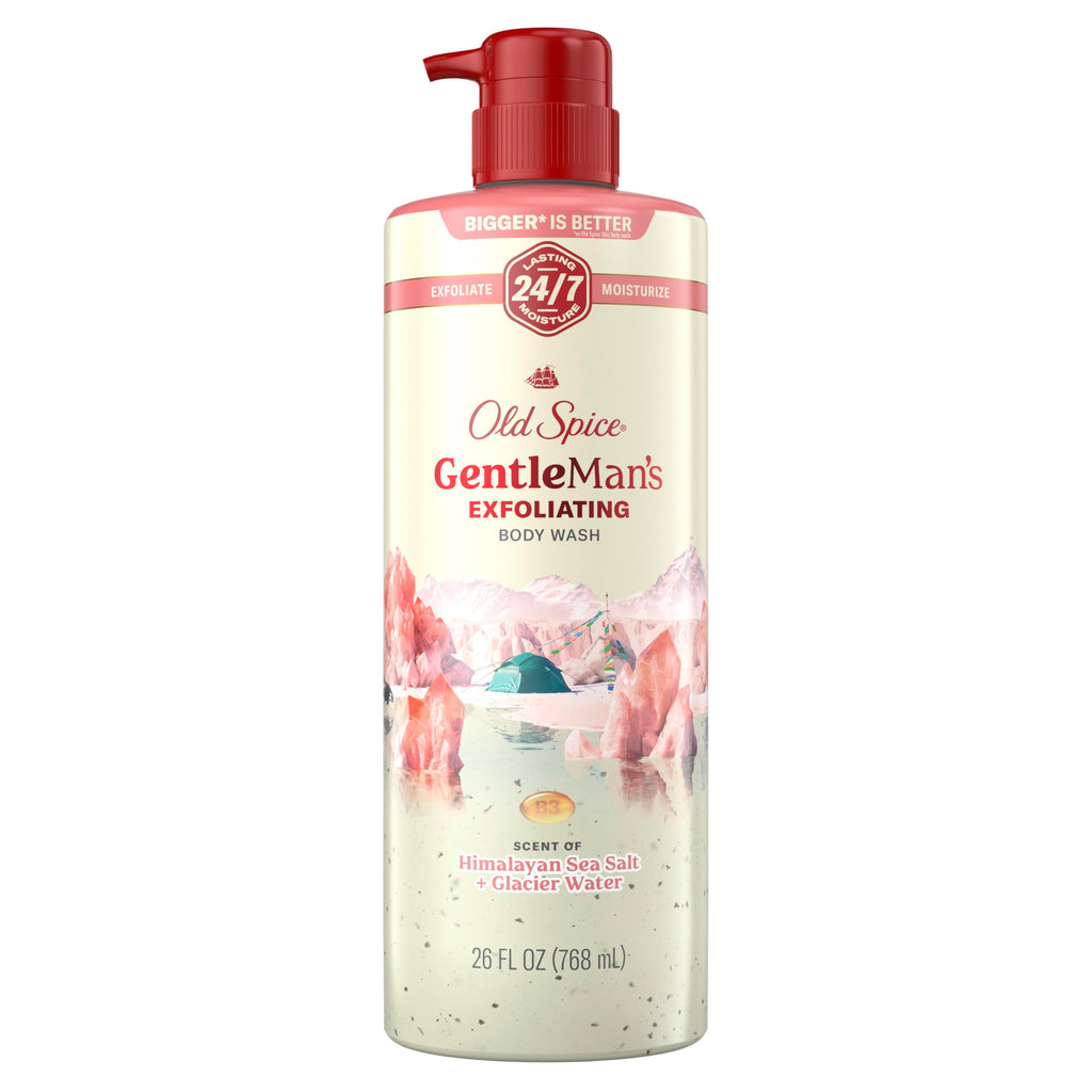 Old Spice GentleMan's Exfoliating & Moisturizing Body Wash for Men, 24/7 Shower Fresh with Long Lasting Scent, Renewing Vitamin B3 Blend, Sandalwood + Aloe Vera Scent, 26 oz