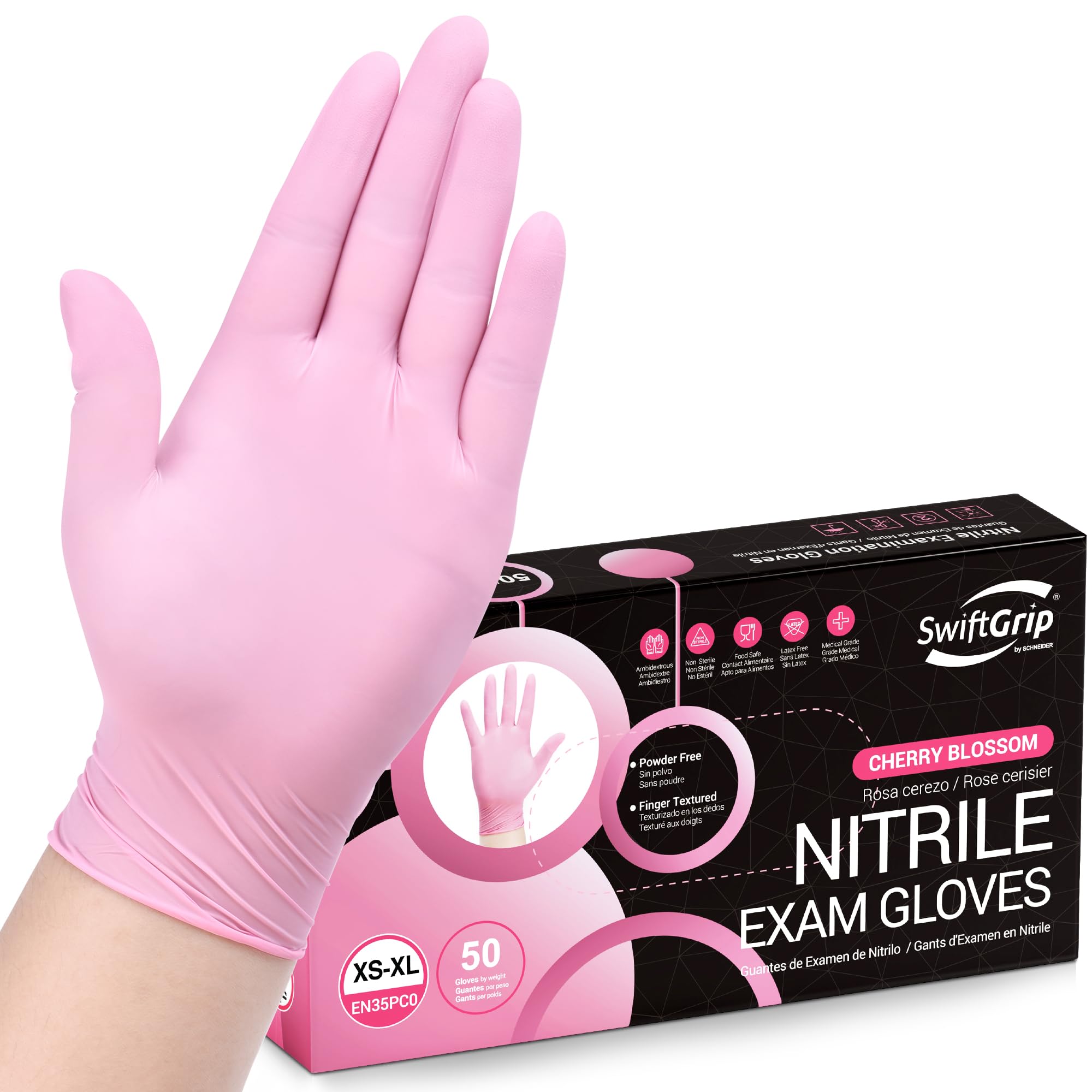 Buy now Pink Nitrile Gloves, 3-mil, Industrial Gloves Disposable Latex Free, for Cleaning & Esthetician, Rubber Powder-Free, 100-ct Box (Small) 50 at indiglob india