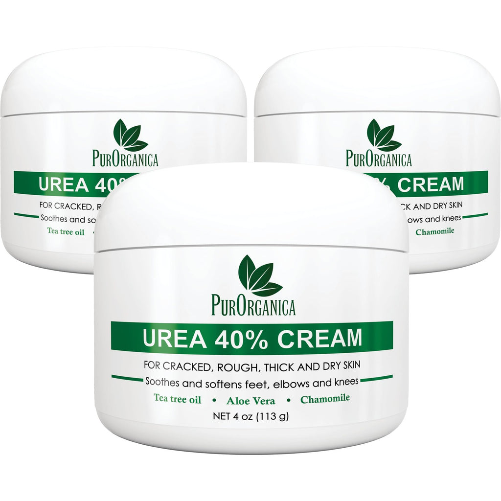 PurOrganica Urea 40% Foot Cream - Made in USA - Corn, Callus and Dead Skin Remover - Moisturizer & Rehydrater - For Thick, Cracked, Rough, Dead & Dry Skin - For Feet, Elbows and Hands - Pack of 2