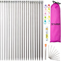 Buy now Knitting Needle Set, 22PCS 2mm(B)-8mm(L) Straight Single Pointed Stainless Steel Sweater Needles Set(11Pair-11 Size,9.8 inch) with Locking Stitch Makers Large-Eye Needles Measure Tape (36CM) 36CM at indiglob india