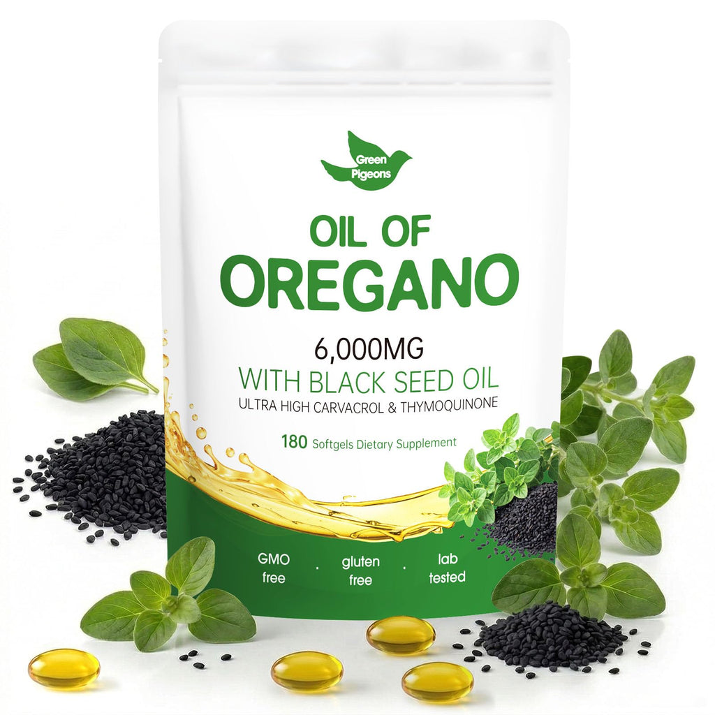 Oil of Oregano with Black Seed Oil, 180 Count Oregano Oil Capsules with 4X Strength of Carvacrol and Thymoquinone, Non-GMO, Natural Herbal Health Supplement