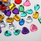 128Pcs Large 1 Inch Acrylic Diamond Jewels for Crafts, Flat Back Gems with 140 Adhesive Dots, Stick on Pirate Treasure Chest Fillers, Assorted Colorful Stones for DIY Projects