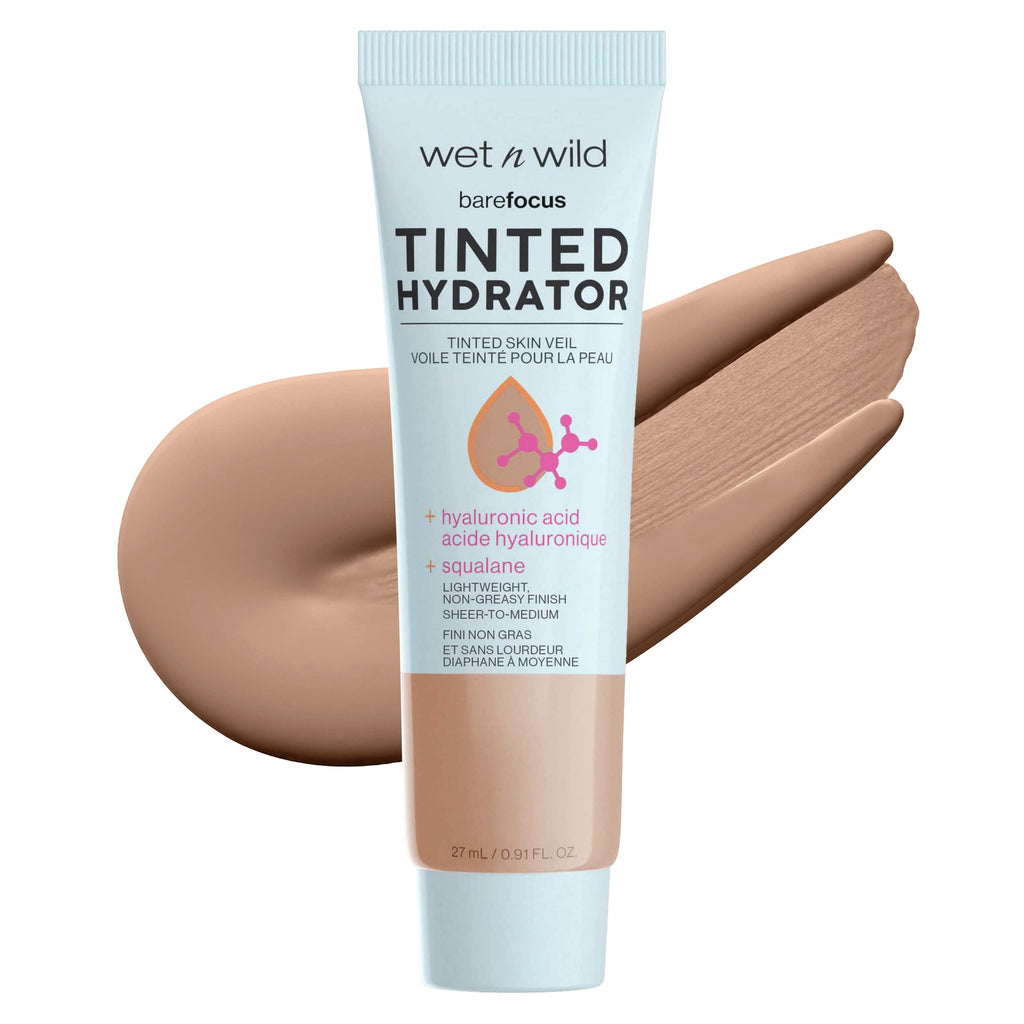 Buy now wet n wild Bare Focus Tinted Hydrator Tinted Skin Veil, Lightweight Buildable Coverage with Hyaluronic Acid & Vegan Squalane, Semi-Matte Finish, Cruelty-Free - Light at indiglob india