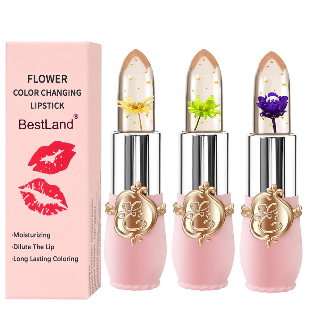 Buy now BestLand 6 Pcs/Set Flower Jelly Lipstick Set Temperature Change Moisturizer Long Lasting Nutritious Balm Magic Color Change Lip Gloss at indiglob india
