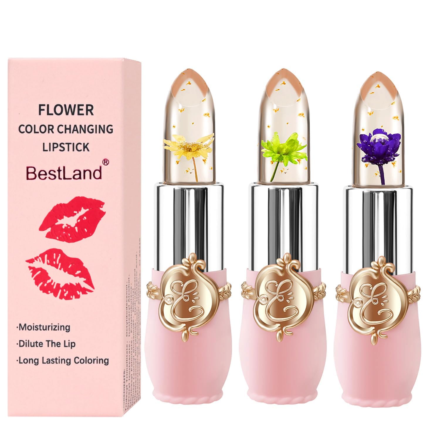 Buy now BestLand 6 Pcs/Set Flower Jelly Lipstick Set Temperature Change Moisturizer Long Lasting Nutritious Balm Magic Color Change Lip Gloss at indiglob india