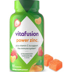 Vitafusion Power Zinc Gummies | 90 Adult Gummy Vitamins | for Women & Men | Zinc Gluconate Supplement | Strawberry Tangerine Flavor | Gluten-Free Formula