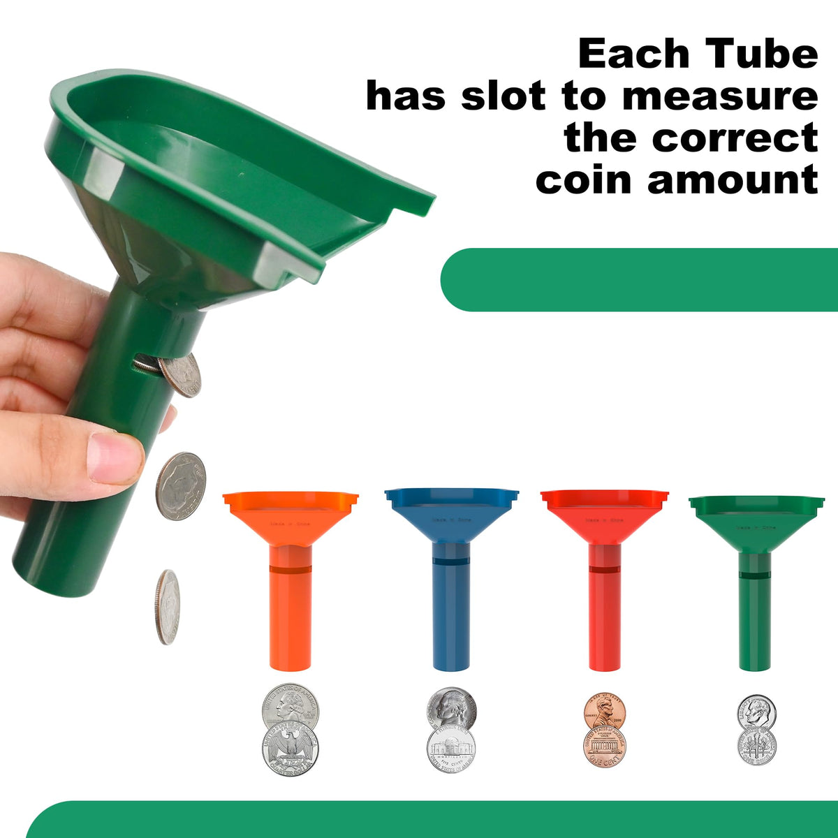LLIKED Coin Sorter Tray & Tube Set - 4 Trays + 4 Tubes + 100 Wrappers