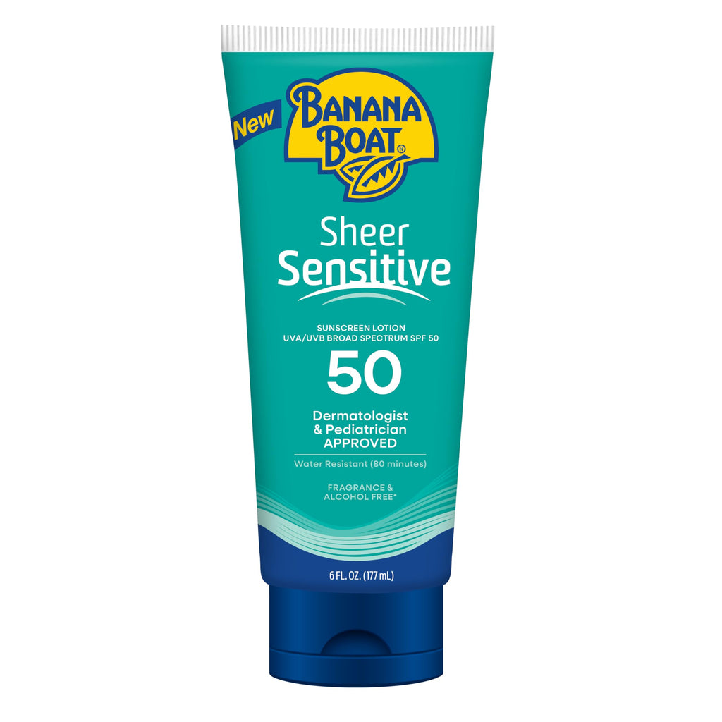 Banana Boat Sheer Sensitive Face Sunscreen Lotion SPF 50, 3 Fl Oz | Travel size sunscreen for face, Lightweight formula, Water resistant sunblock, Quick sheer application