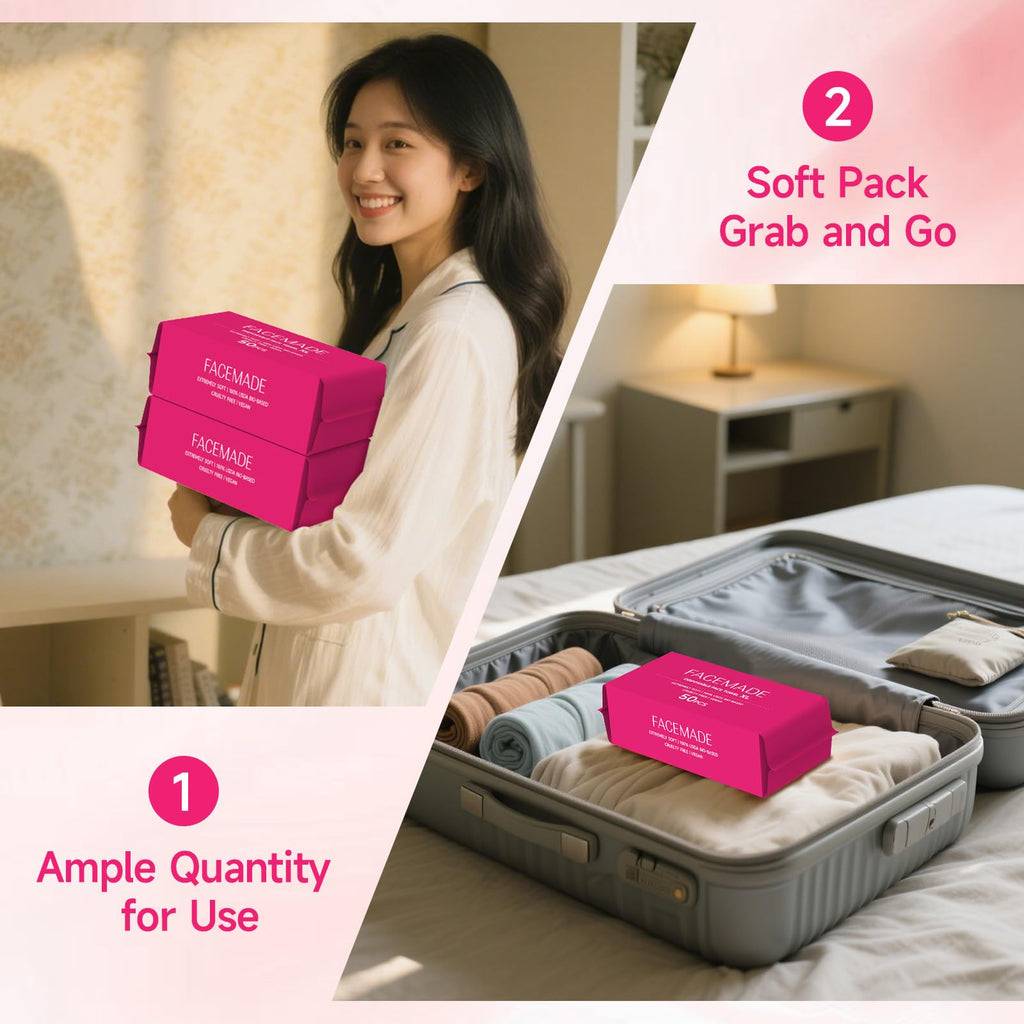 FACEMADE 100 Count (2 Packs) Face Towels Disposable