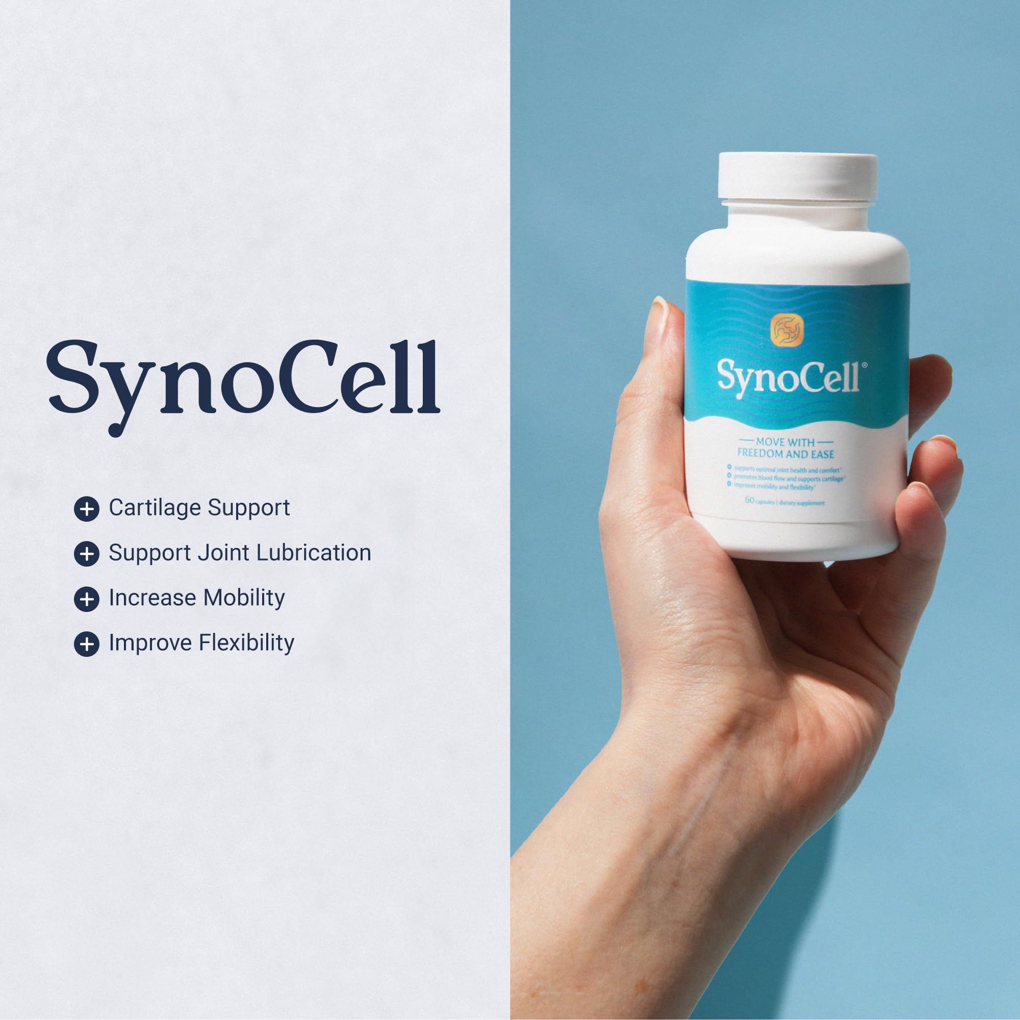 Synocell Joint Support with ASU, Quercetin, Boswellia & Hyaluronic Acid 2Pk | 2 Pack - Daily joint support supplement for women & men, for mobility, flexibility, cartilage support & comfort.1-pack