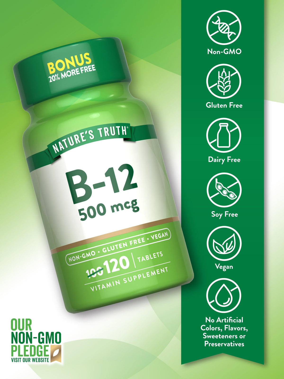 Nature's Truth B12 Vitamin | 500 mcg | 120 Tablets