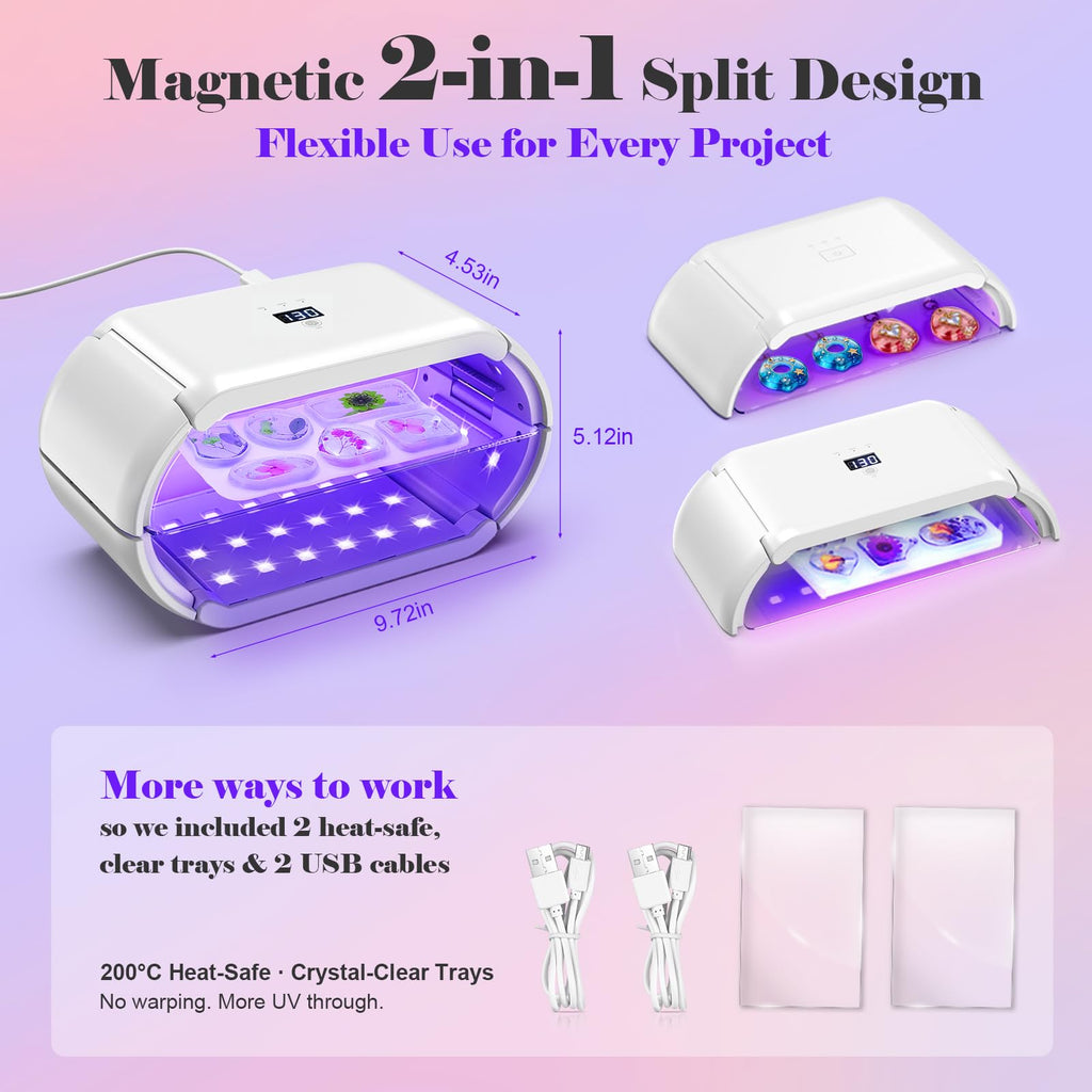 UV Light for Resin,48W 48 LEDs,Double-Sided,360°Surround,Dual 365-405nm