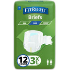 FitRight Bariatric Adult Incontinence Briefs with Tabs, Super Absorbent, 3XL, 65" to 84", 12 Count
