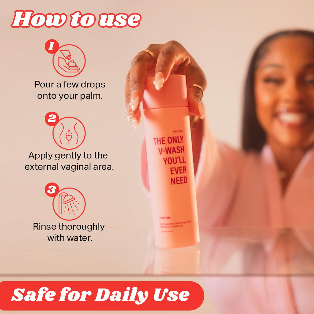 SALT.XO pH Balancing Yoni Gel Wash, Refreshing Peppermint Intimate Gel Wash for Women, pH Balance V Wash Cruelty-Free, Odor Fighting Feminine Hygiene Wash (8 Fl Oz)