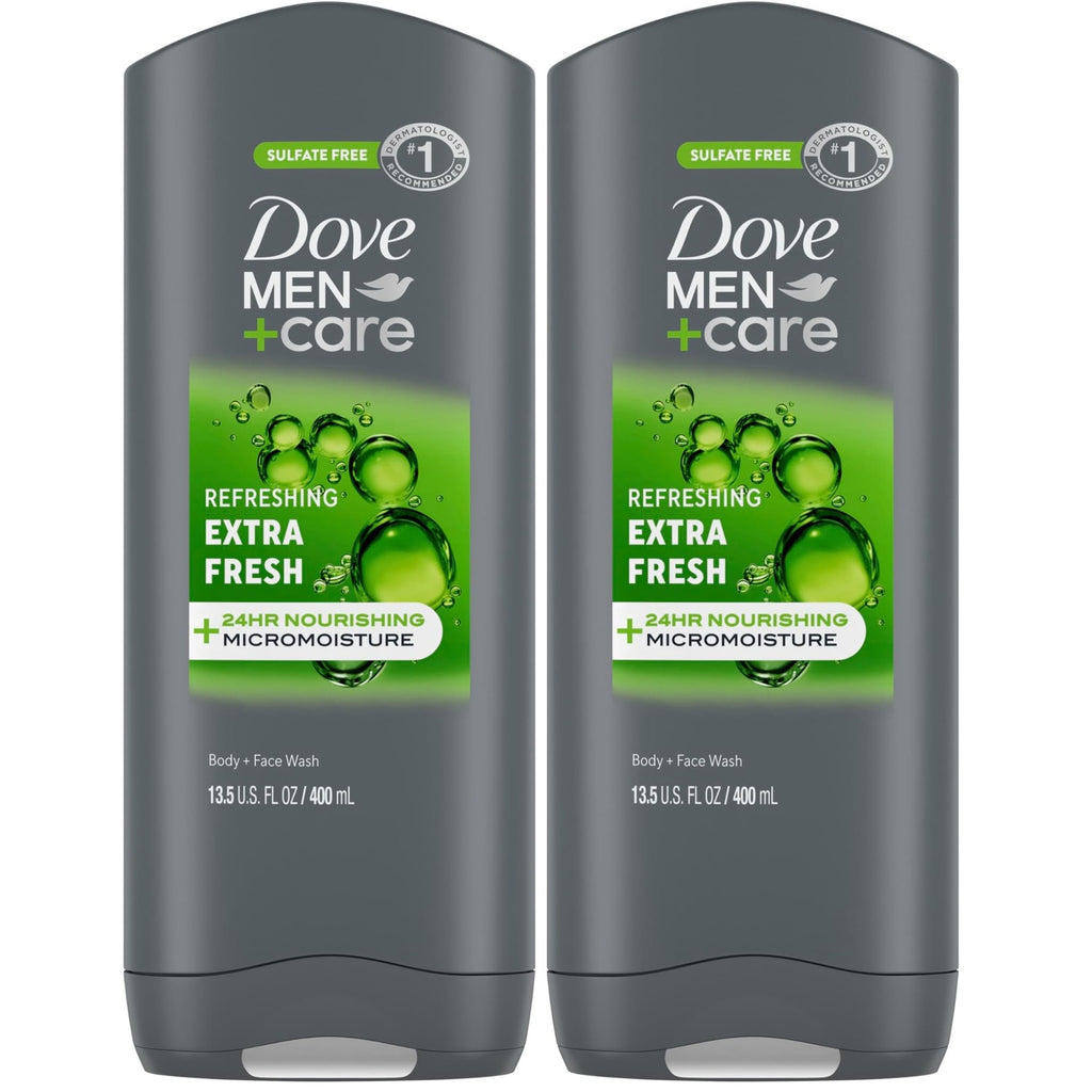 DOVE MEN + CARE Body and Face Wash Refreshing Extra Fresh Body Wash13.5 oz | For Men with 24-Hour Nourishing Micromoisture Technology