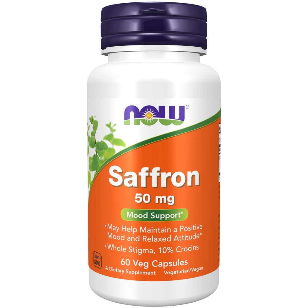 Buy now NOW Foods Supplements, Saffron Whole Herb 50 mg with 10% Crocins, 60 Veg Capsules with Microcrystalline cellulose, hypromellose (cellulose capsule), stearic acid (vegetable source) and silicon dioxide at indiglob india