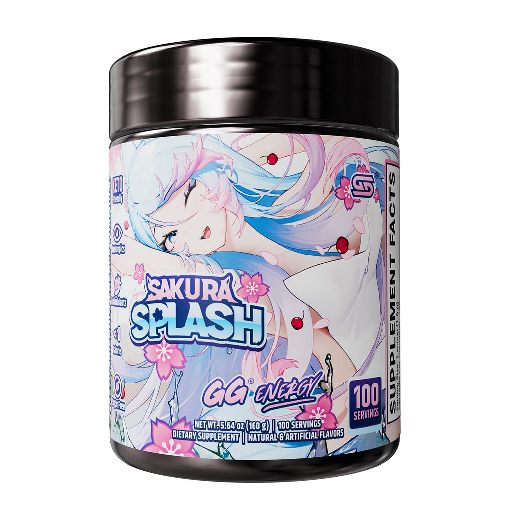 Gamer Supps GG Energy - Sakura Splash by Silvervale (100 Servings) - Keto Friendly Gaming Energy and Nootropic Blend, Sugar Free + Organic Caffeine + Vitamins + Immune Support, Powder Drink