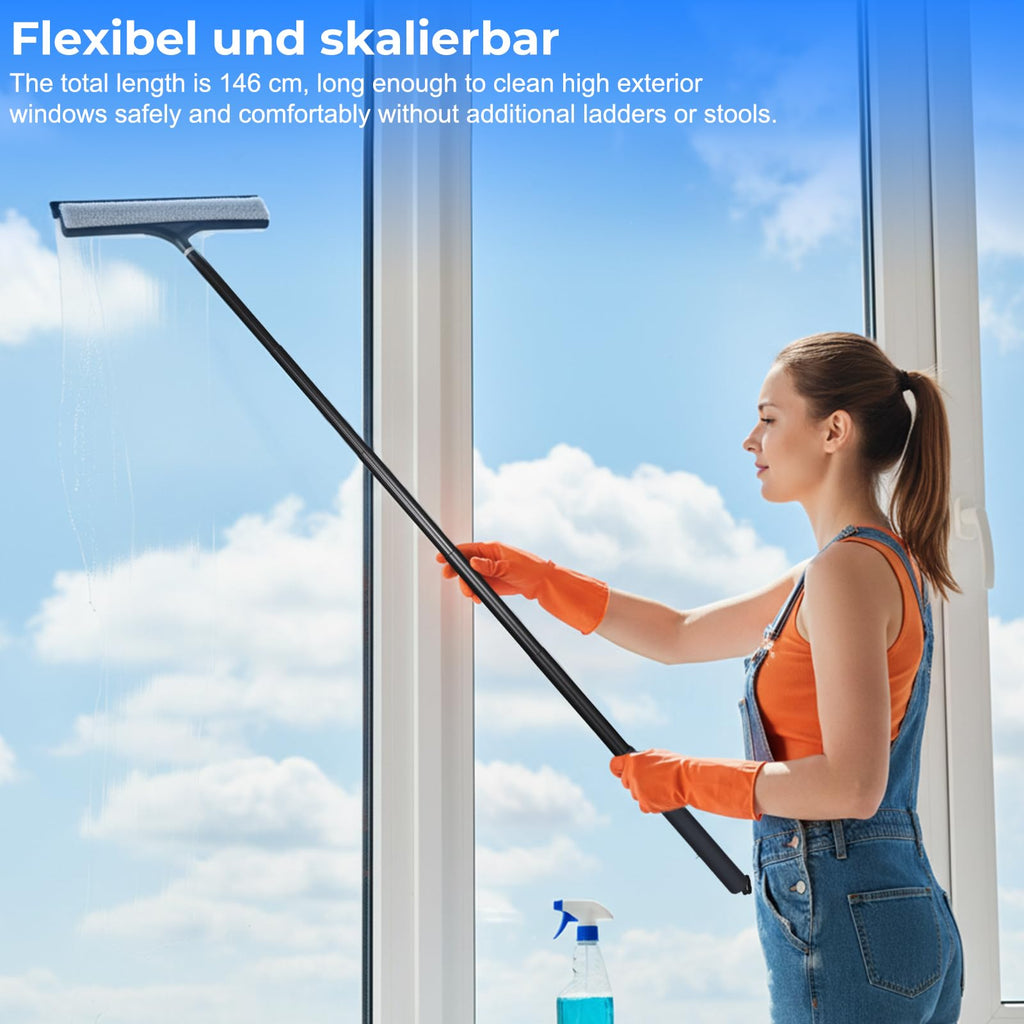 wlich Shower Squeegee with Long Handle, Telescoping Window and Floor Wiper