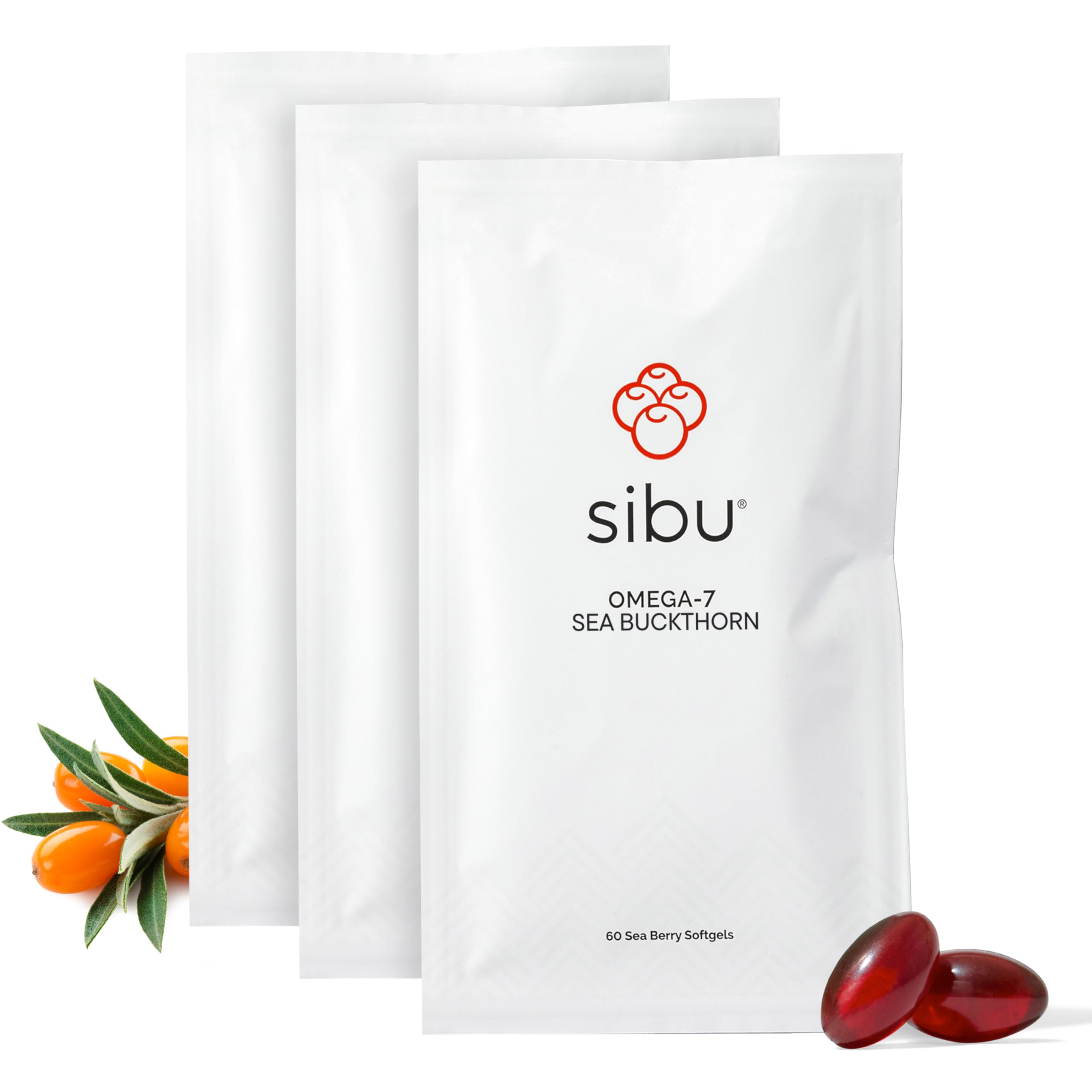 sibu Sea Buckthorn Omega-7 Softgels Starter Kit, 60ct 30-Day Supply | Supports healthy skin, hair & nails. Helps relieve dryness from within.
