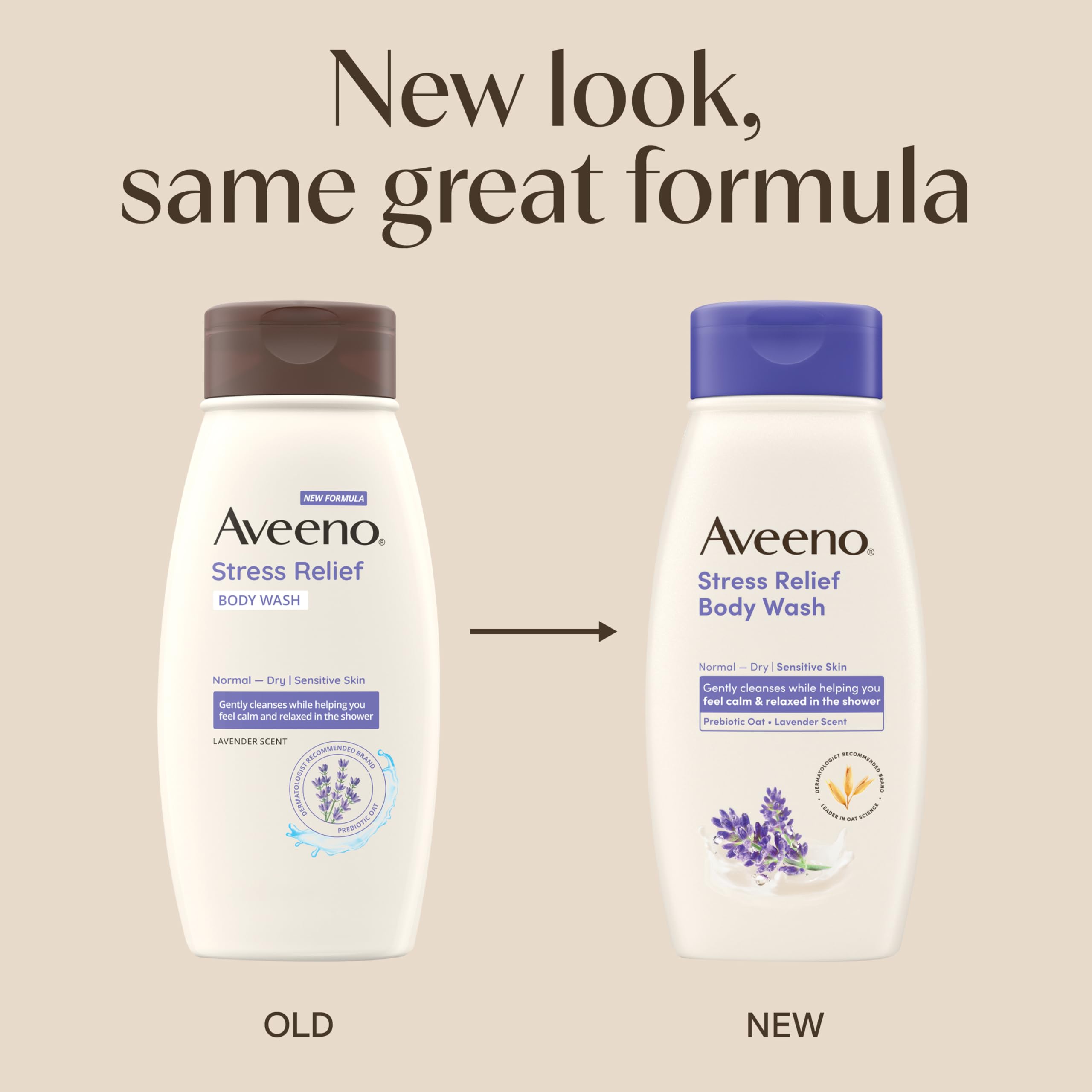 Aveeno Stress Relief Body Wash, Lavender Scent, 18 fl. oz
