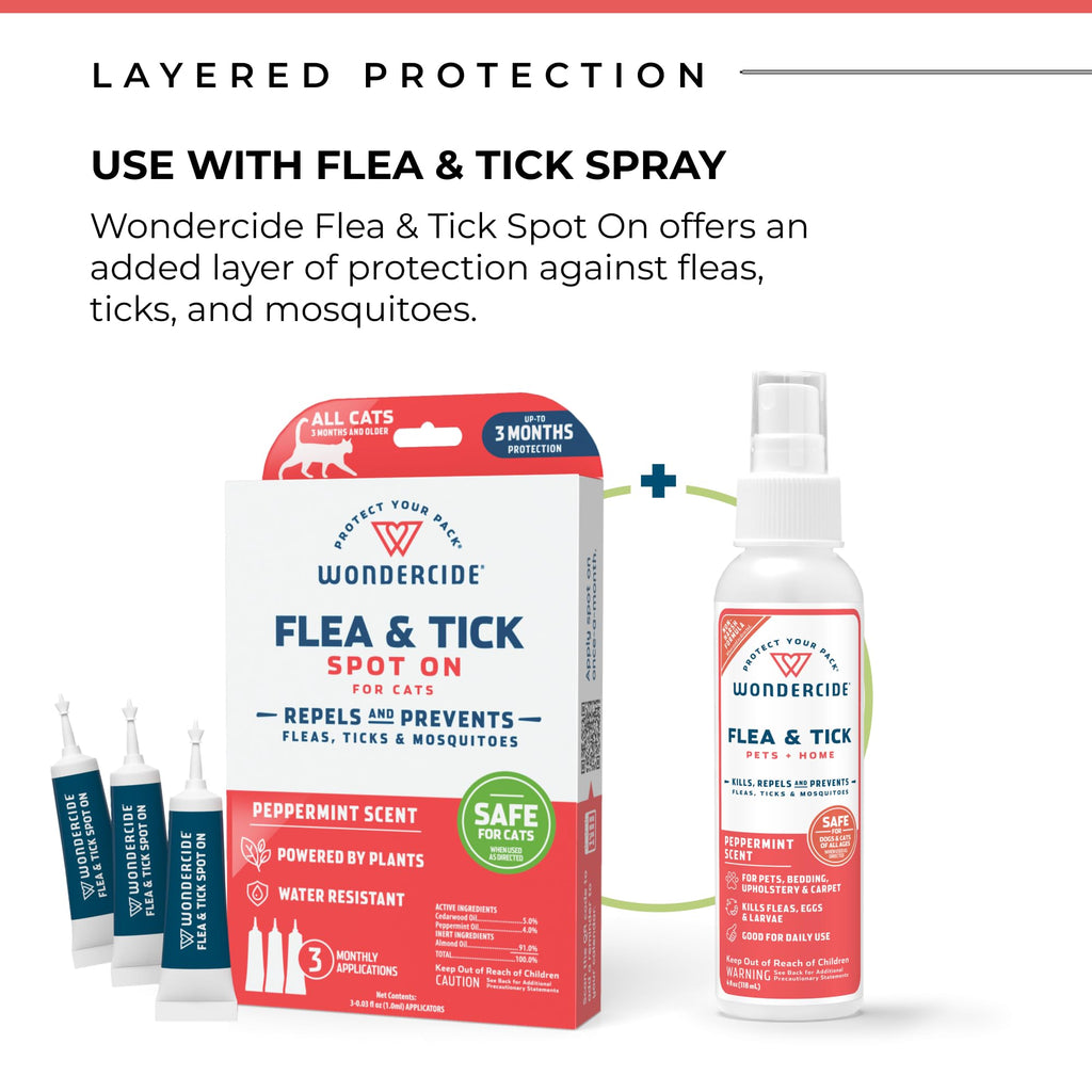 Wondercide - Flea Tick & Mosquito Cat Spot On - 3 Tubes of 0.03 oz