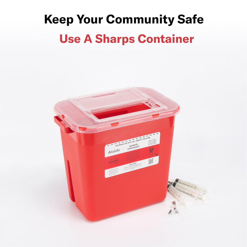 Alcedo Large Sharps Container 2 Gallon (3-Pack) Home & Professional Use