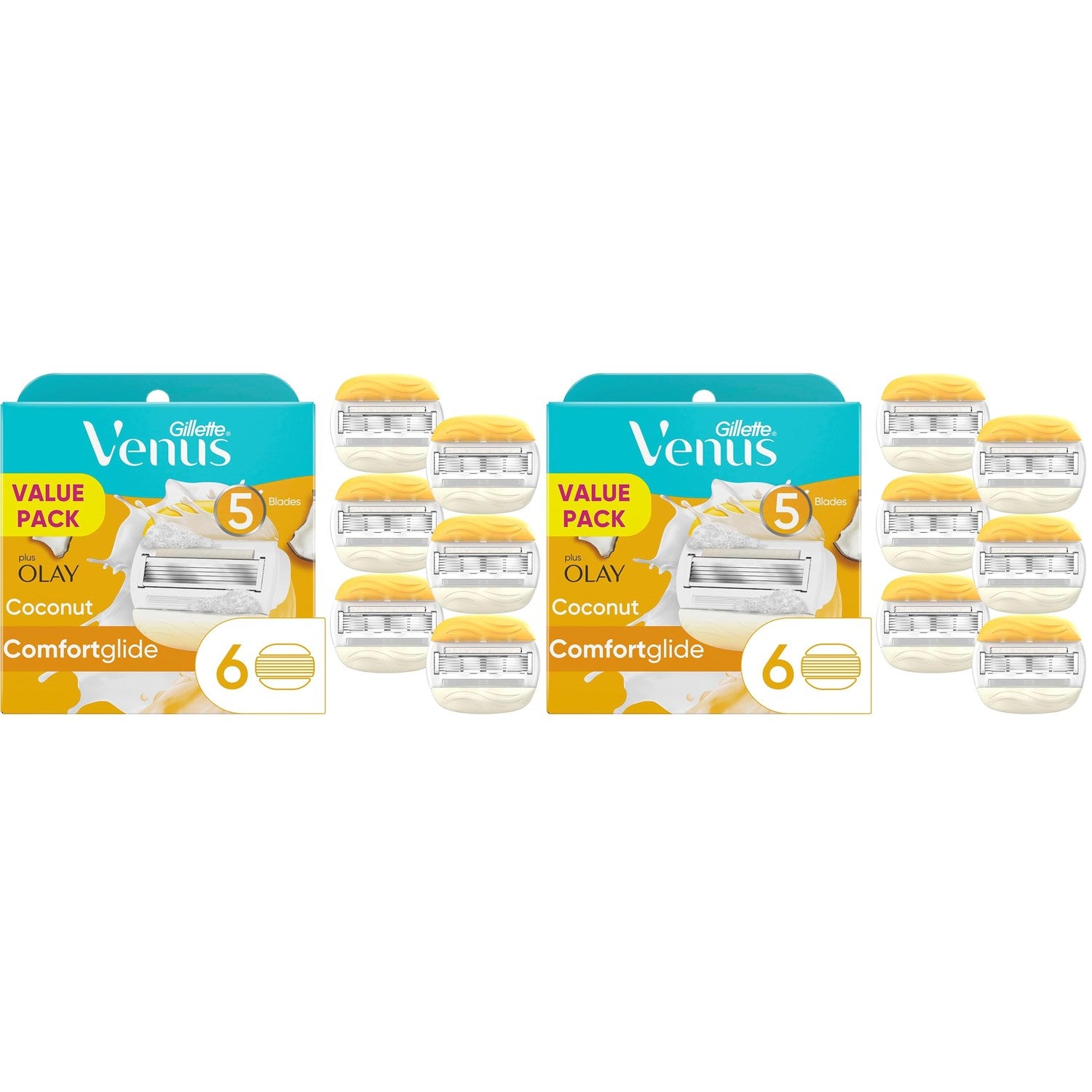 Gillette Venus ComfortGlide Womens Razor Blade Refills, 6 Count, Infused with Olay Coconut Scent