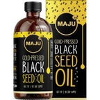 MAJU's Black Seed Oil 16oz: 2X Thymoquinone, Cold Pressed Turkish Black Cumin Nigella Sativa Seed Oil (Better Than Organic), Non-GMO, 100% Liquid Pure Blackseed, Glass Bottle