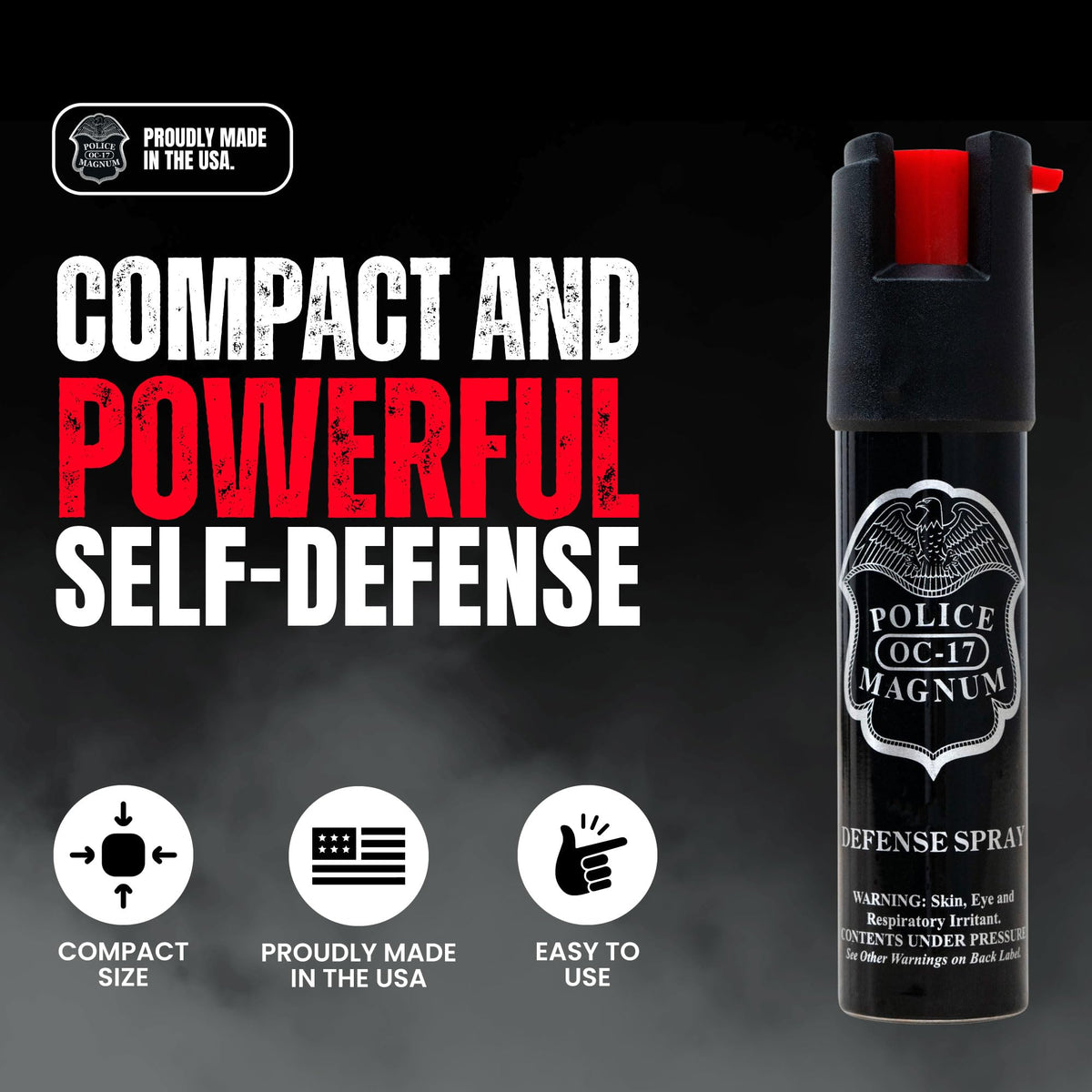 Police Magnum Compact Pepper Spray for Personal Safety - Maximum Heat Strength OC - Small, Discreet Carry Canister - Made in the USA-3 Pack 3/4oz TL