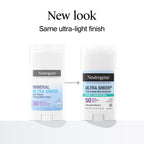 Neutrogena Ultra Sheer Mineral Sunscreen Stick SPF 50, 1.5 oz | Sensitive Skin, Zinc Oxide, Face & Body Sunscreen, Vitamin E, No White Residue, Vegan