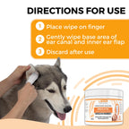 Nootie Medicated Ear Finger Wipes with Chlorhexidine for Dogs, Made in USA