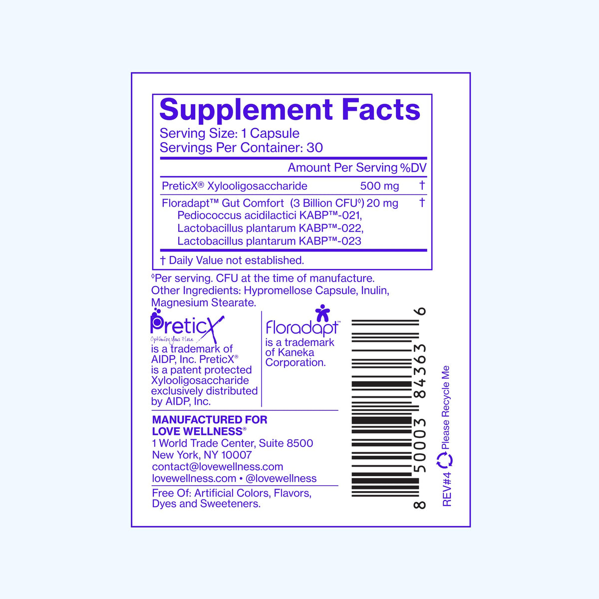 Love Wellness Gut Feelings Probiotic| Prebiotic + Postbiotic| 3B CFU| 30 Ct