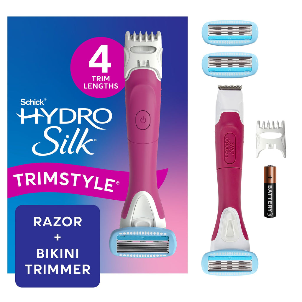 Schick Hydro Silk Trimstyle Bikini Razors with Trimmer & Touch-Up Exfoliating Dermaplaning Tool, Face & Eyebrow Razor with Precision Cover- 3 Count | Dermaplaning Razor For Women