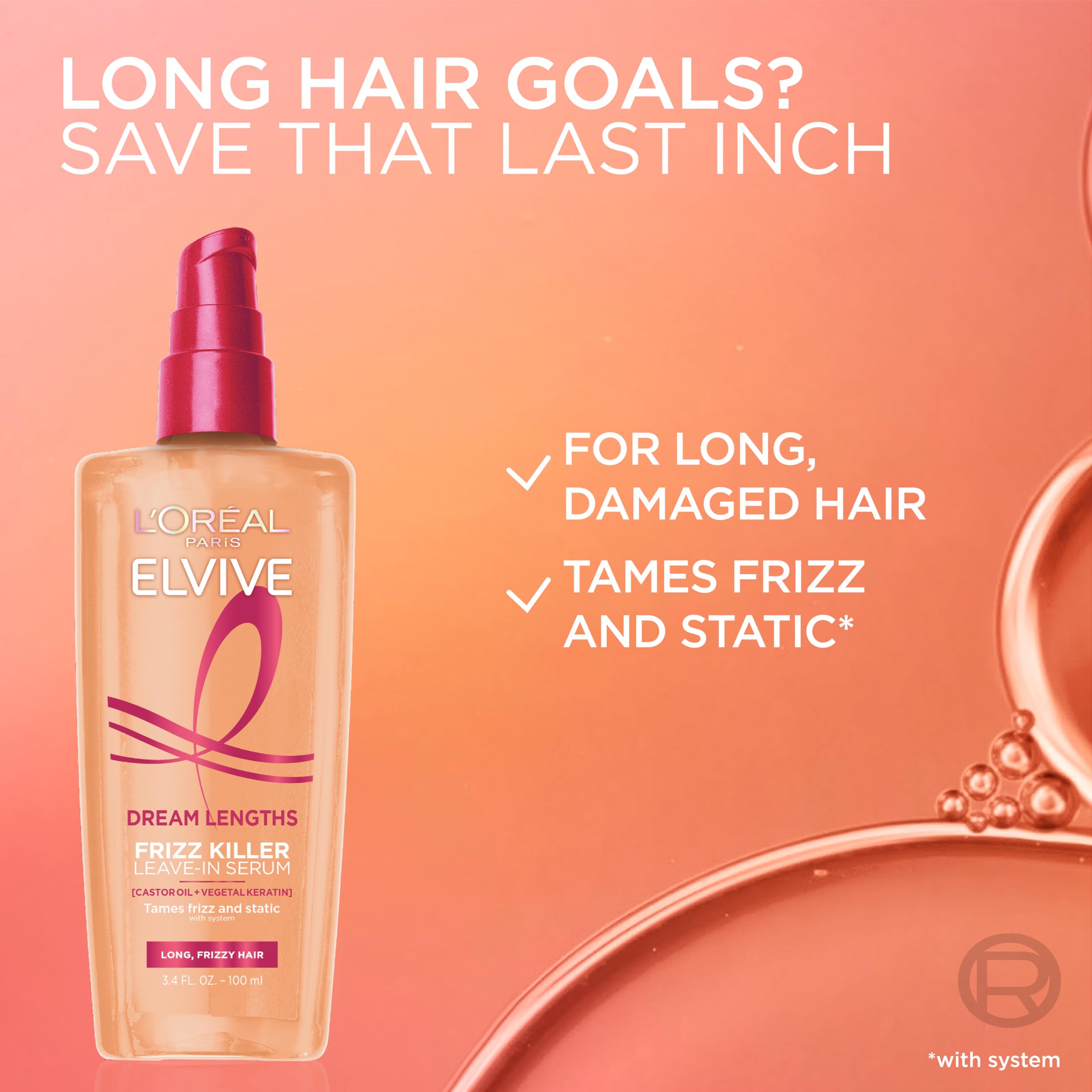 Buy now L'Oreal Paris Elvive Dream Lengths Frizz Killer Leave-In Serum, 3.4 Ounce at indiglob india