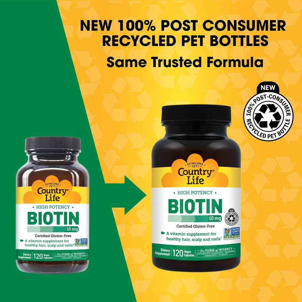 Country Life High Potency Biotin 10 mg, 120 Capsules